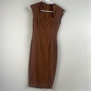 Faux suede brown coffee business or date dress